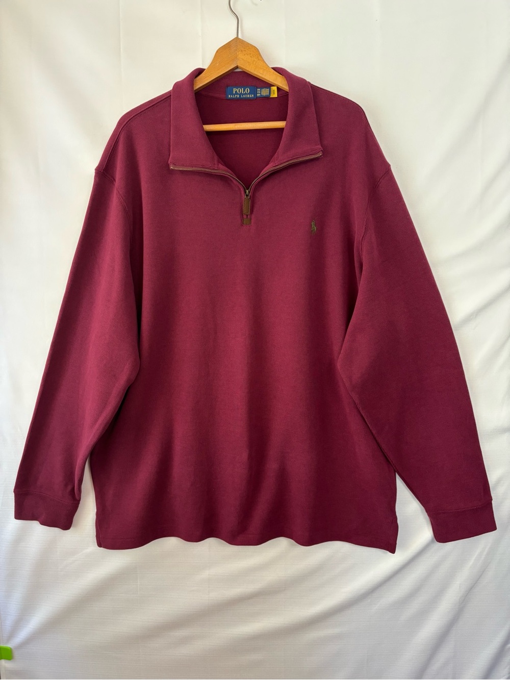 POLO RALPH LAUREN Maroon Quarter-Zip Sweatshirt Size XXL